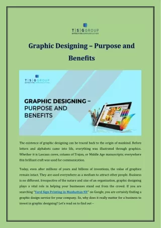Graphic Designing – Purpose and Benefits