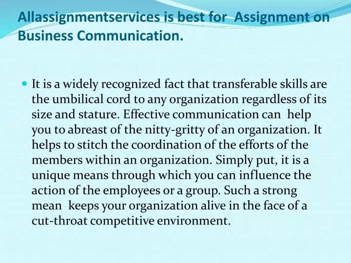 allassignmentservices is best for assignment on business communication