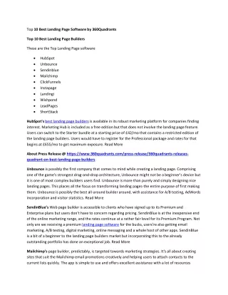 top 10 best landing page software by 360quadrants