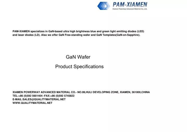 pam xiamen specializes in gan based ultra high