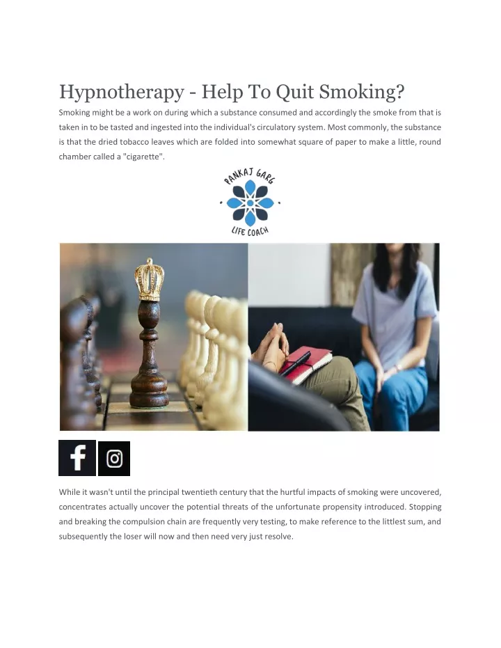 hypnotherapy help to quit smoking