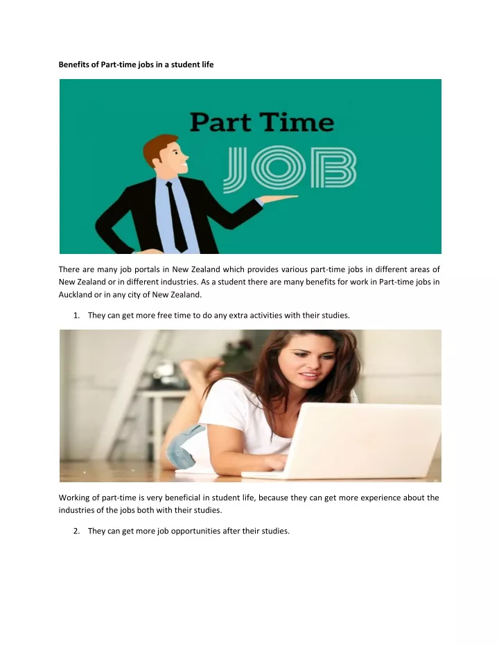 benefits of part time jobs in a student life