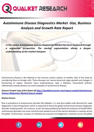 Autoimmune Disease Diagnostics Market Size, Demand, Growth and Forecast Report to 2027