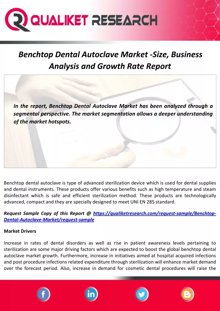 benchtop dental autoclave market size business