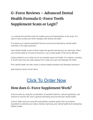 G-Force Reviews – Advanced Dental Health Formula G-Force