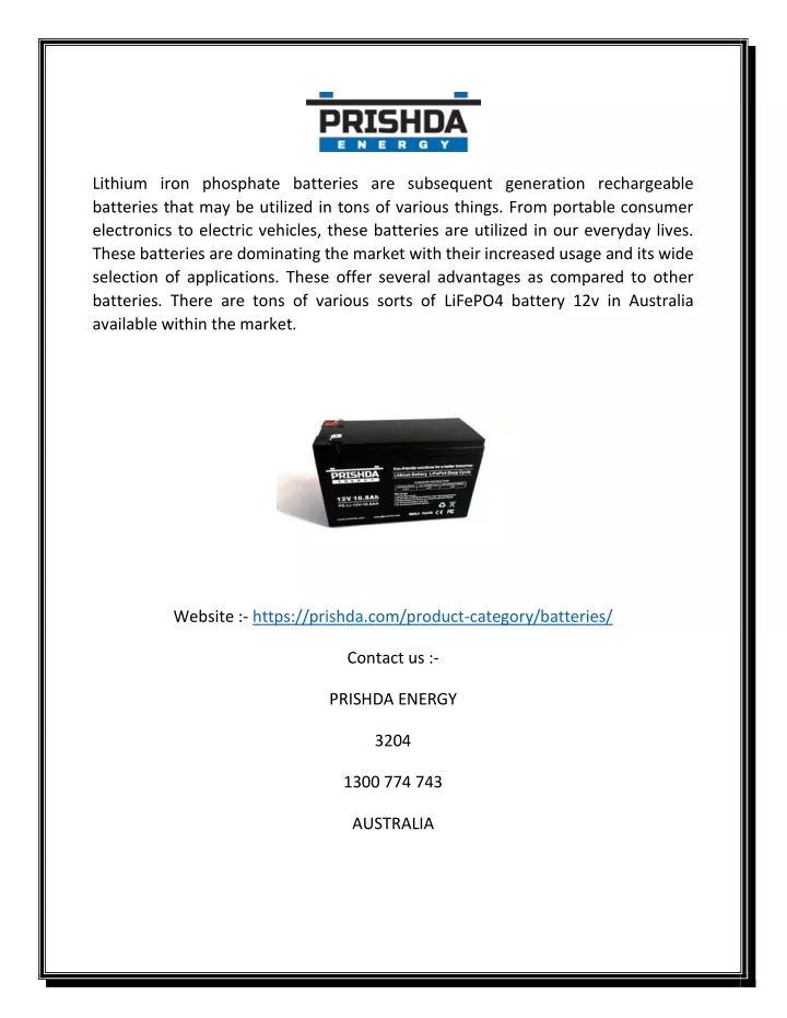 lithium iron phosphate batteries are subsequent