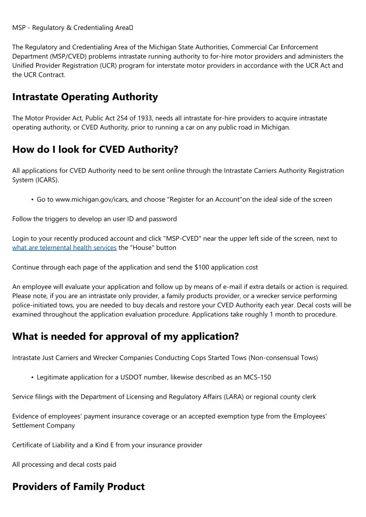 msp regulatory credentialing area