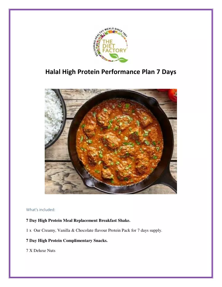 halal high protein performance plan 7 days