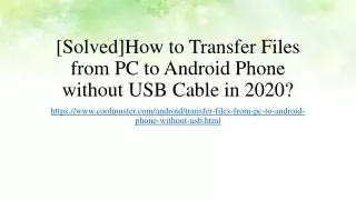 How to Transfer Files from PC to Android Phone without USB Cable in 2020?