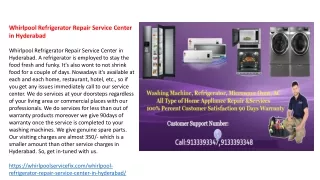 Whirlpool  repair and service center in Hyderabad-Secunderabad