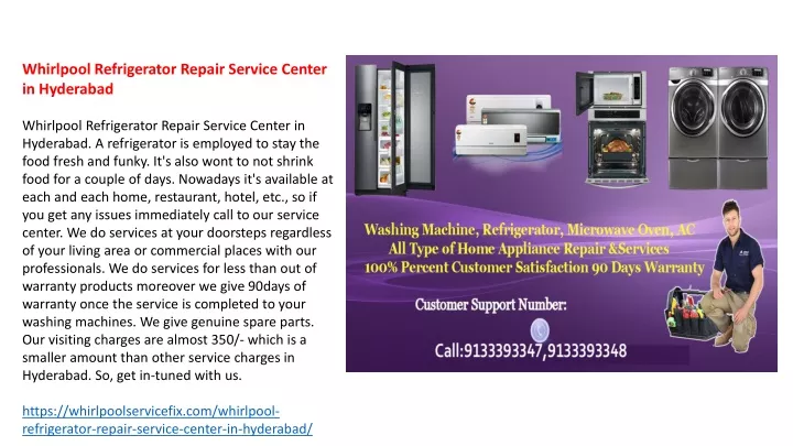 whirlpool refrigerator repair service center