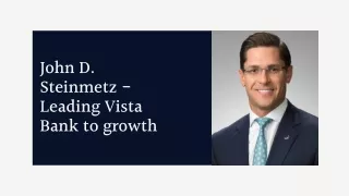 John D. Steinmetz leads Vista Bank growth