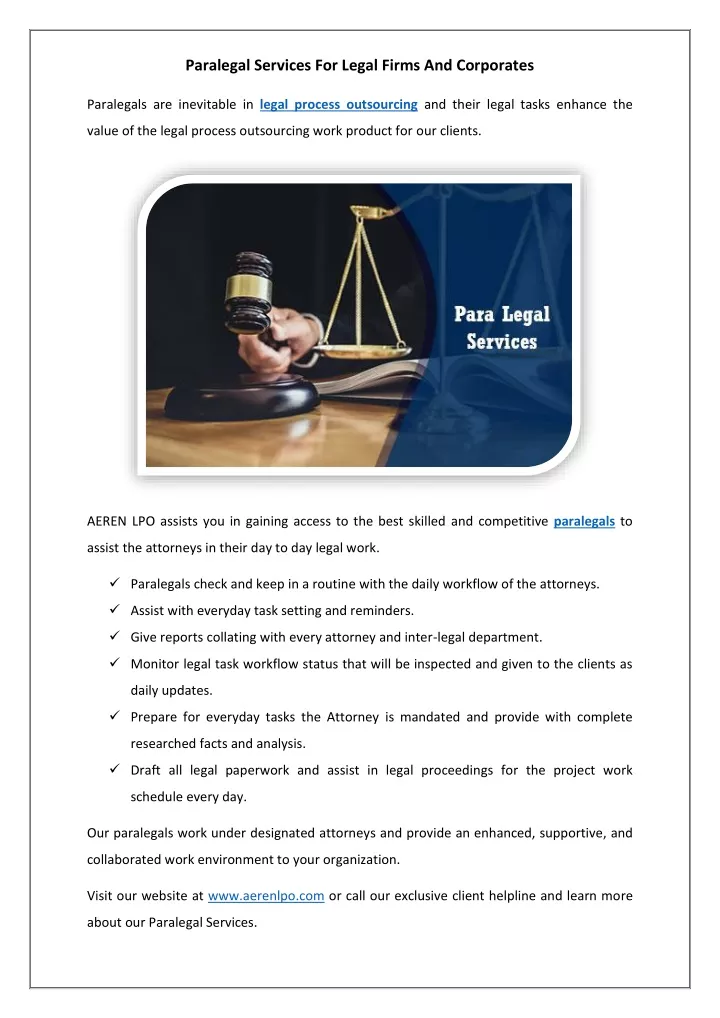 paralegal services for legal firms and corporates