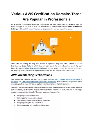 various aws certification domains those