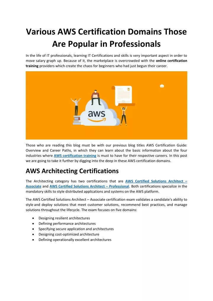 various aws certification domains those