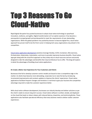 Top 3 Reasons To Go Cloud-Native