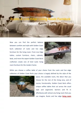 Rustic & Live Edge Living Room Furniture @ Golden Coast Burls