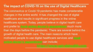 The impact of COVID-19 on the use of Digital Healthcare