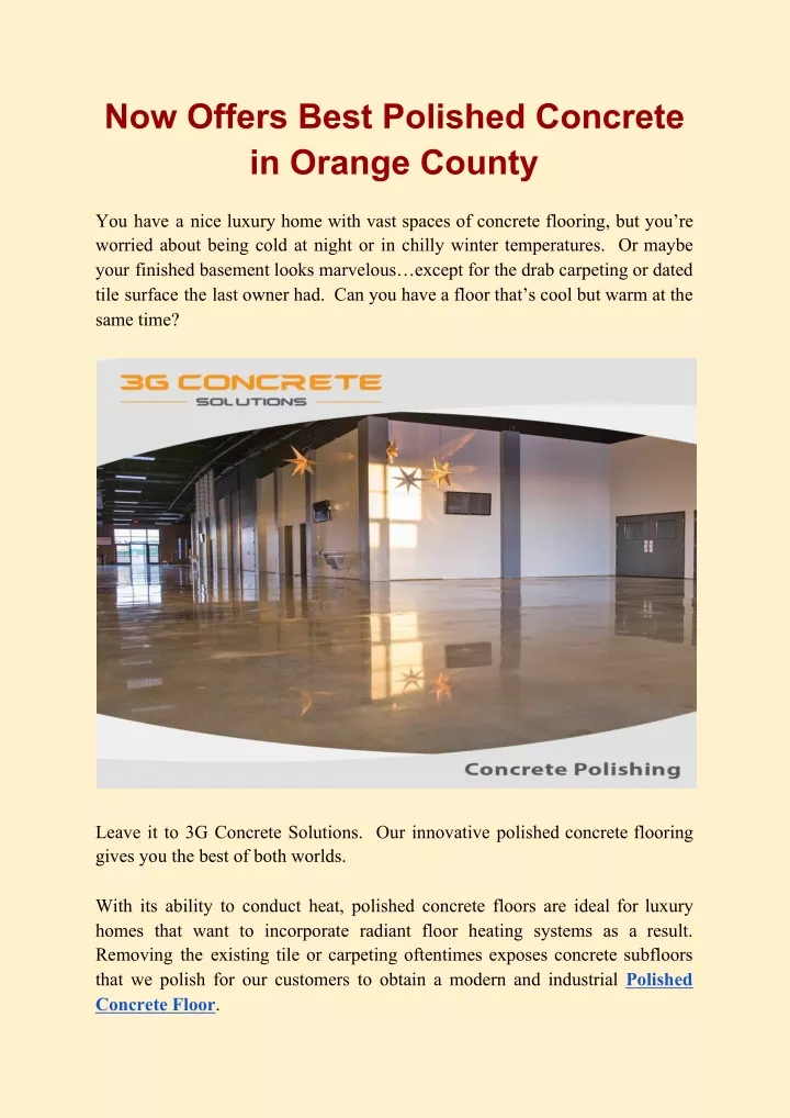 now offers best polished concrete in orange county