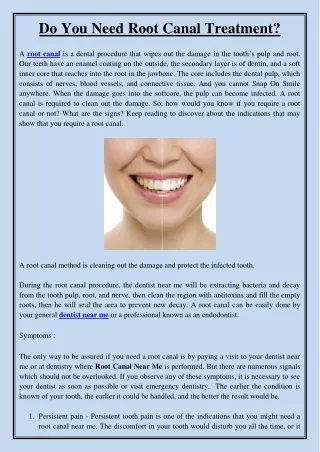 do you need root canal treatment