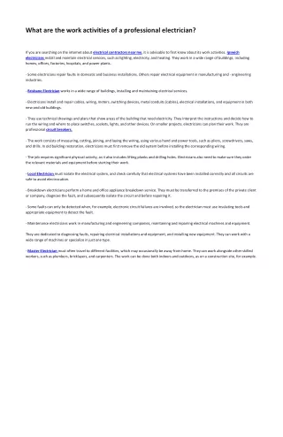what are the work activities of a professional