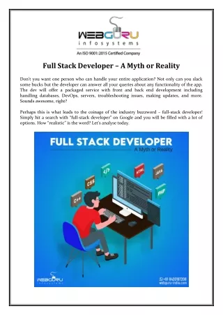 full stack developer a myth or reality