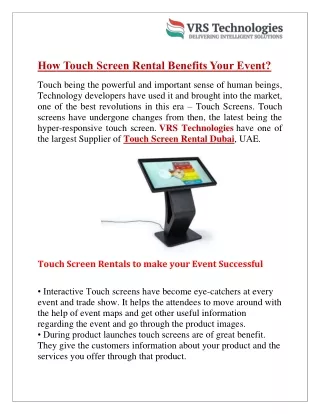 how touch screen rental benefits your event