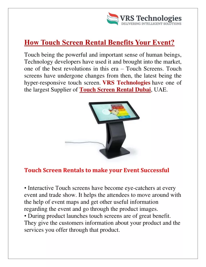 how touch screen rental benefits your event