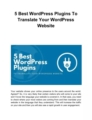 5 best wordpress plugins to translate your