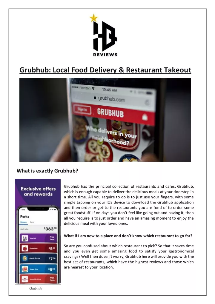 grubhub local food delivery restaurant takeout