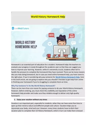World History Homework Help