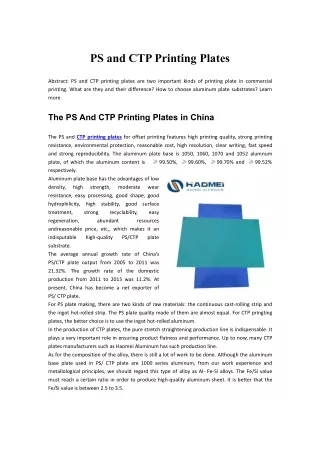 ps and ctp printing plates