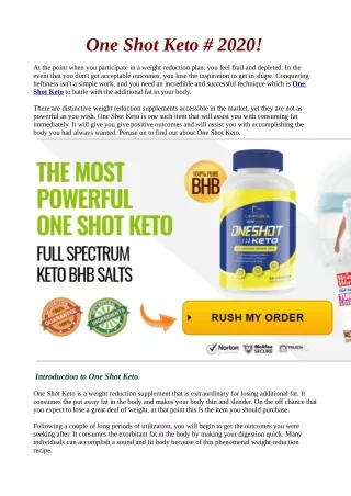 One Shot Keto Where to buy,Read Price, Reviews & Scam!