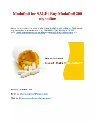 Modafinil for SALE | Buy Modafinil for Sleep Disorders