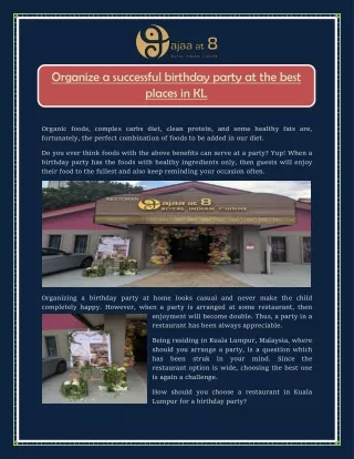 Organize a successful birthday party at the best places in KL