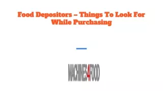 food depositors things to look for while purchasing