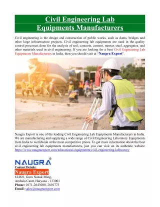civil engineering lab equipments manufacturers