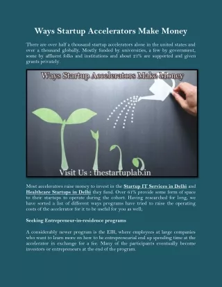 ways startup accelerators make money