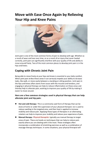 move with ease once again by relieving your