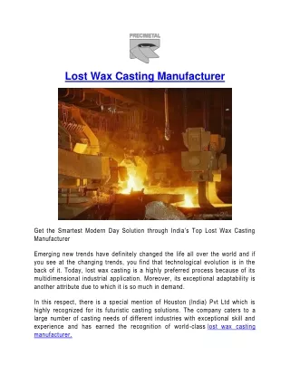 Lost Wax Casting Manufacturer