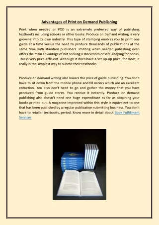 advantages of print on demand publishing