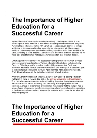 The Importance of Higher Education for a Successful Career