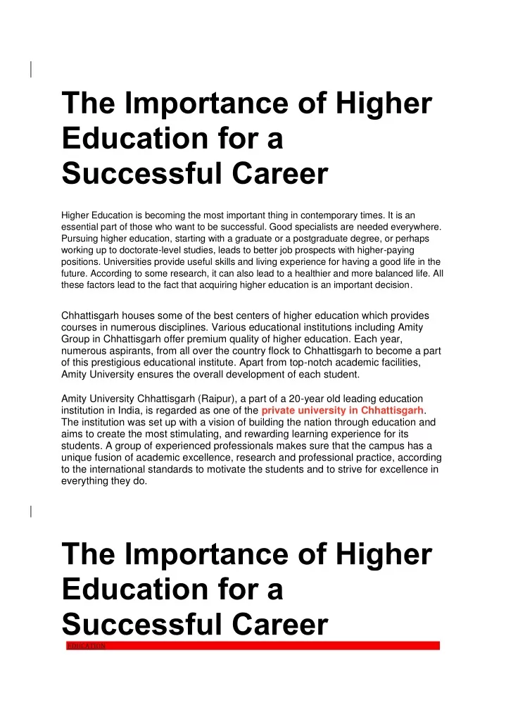 the importance of higher education