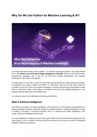 why do we use python for machine learning ai