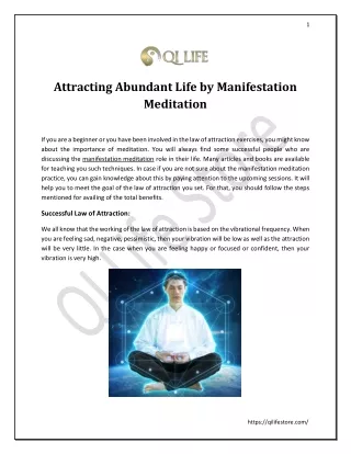 Attracting Abundant Life By Manifestation Meditation