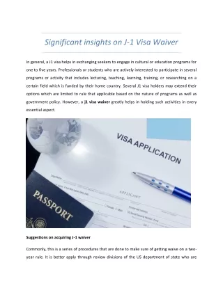 Significant insights on J-1 Visa Waiver