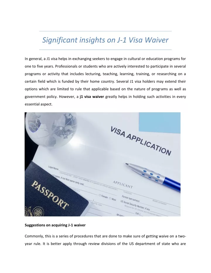 significant insights on j 1 visa waiver