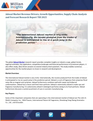 adoxal market revenue drivers growth
