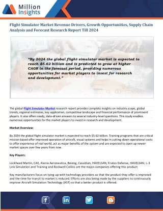 flight simulator market revenue drivers growth