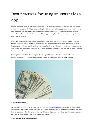 best practises for using an instant loan app